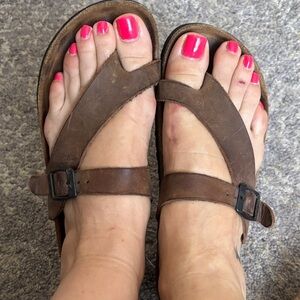 Naot Brown Leather Sandals with Buckle